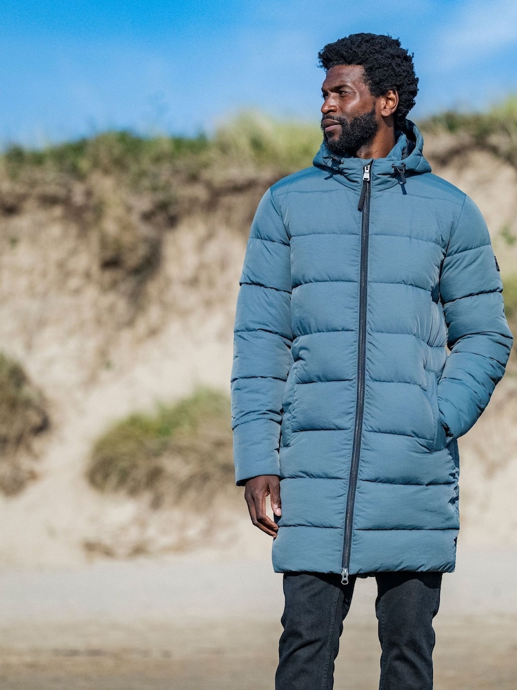 Tog 24 Grey Mens Radley Padded Long Hooded And Water-Repellent Coats - Image 1 of 8