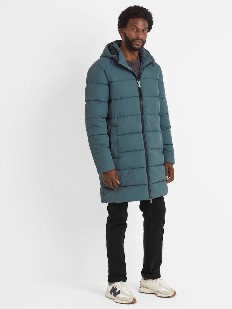 Tog 24 Grey Mens Radley Padded Long Hooded And Water-Repellent Coats - Image 2 of 8