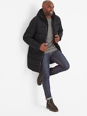 Tog 24 Black Mens Radley Padded Long Hooded And Water-Repellent Coats - Image 2 of 7