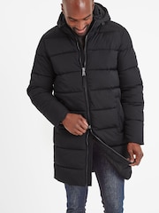 Tog 24 Black Mens Radley Padded Long Hooded And Water-Repellent Coats - Image 3 of 7