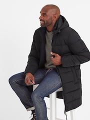 Tog 24 Black Mens Radley Padded Long Hooded And Water-Repellent Coats - Image 5 of 7
