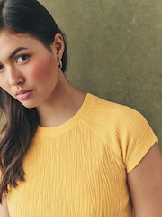 Yellow Raglan Short Sleeve Textured Top - Image 4 of 7