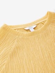 Yellow Raglan Short Sleeve Textured Top - Image 6 of 7