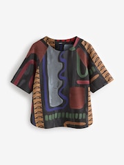 Estampado azul marino - Short Sleeve Crepe Boxy T-Shirt - Imagen 5 de 7
