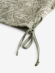 Sage Green Puff Sleeve Cornelli Detail Drawstring Top - Image 6 of 6