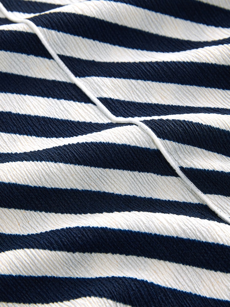 Navy/White Stripe Flutter Sleeve Textured Smart Top - Image 8 of 8