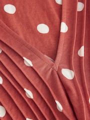 Rust/Ecru Polka Dot Pintuck V-Neck Top - Image 7 of 7