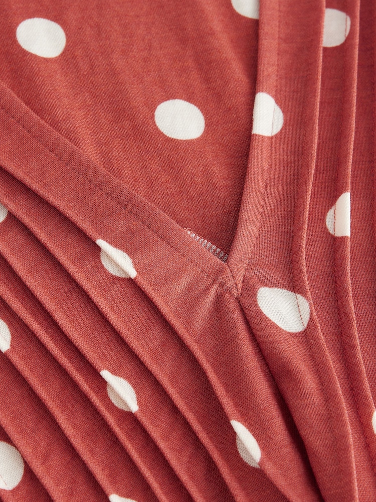 Rust/Ecru Polka Dot Pintuck V-Neck Top - Image 7 of 7