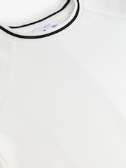 White Contrast Neck Trim Crepe Boxy T-Shirt - Image 9 of 9