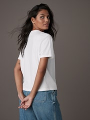 White Embellished Pocket 100% Cotton T-Shirt - Image 5 of 5