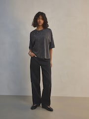 Washed Grey 100% Cotton Scatter Sparkle Washed T-Shirt - Image 2 of 5