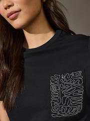 Black Embellished Pocket 100% Cotton T-Shirt - Image 3 of 6