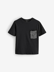 Black Embellished Pocket 100% Cotton T-Shirt - Image 4 of 6