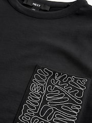 Black Embellished Pocket 100% Cotton T-Shirt - Image 5 of 6