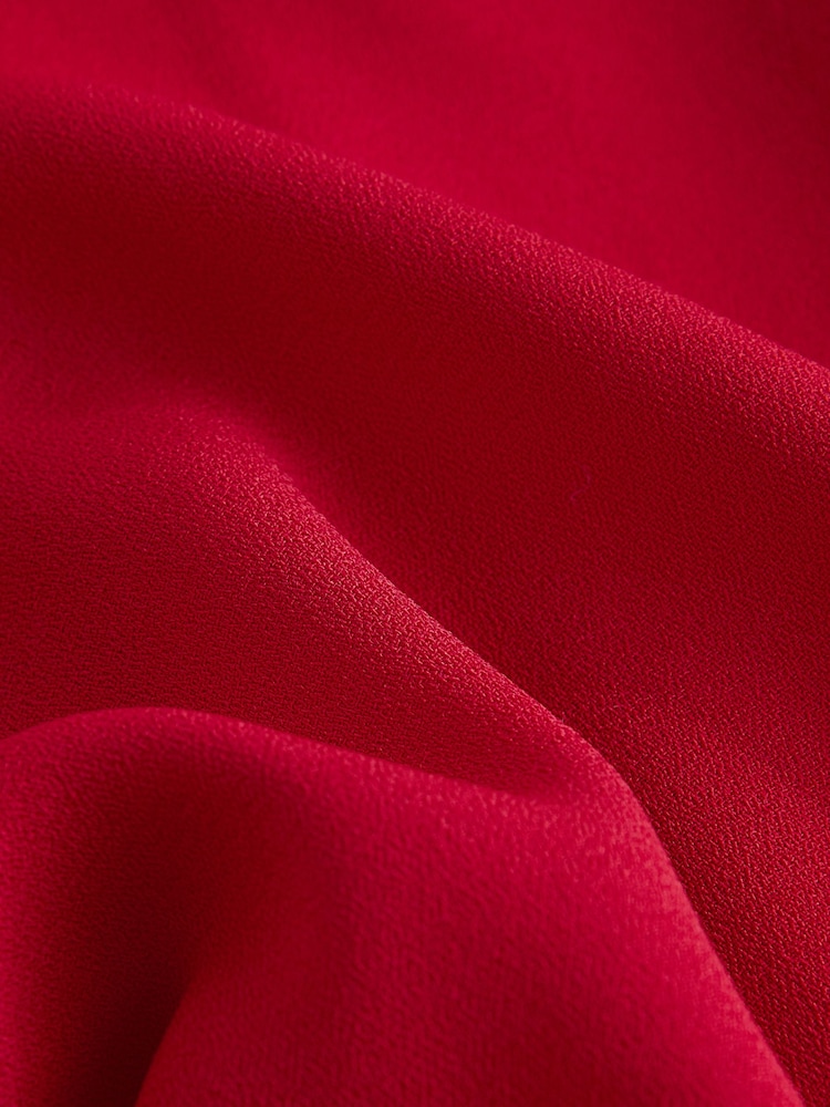 Red Relaxed Fit Long Sleeve Overhead V-Neck Blouse - Image 7 of 8