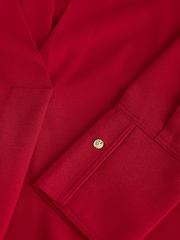 أحمر - Relaxed Fit Long Sleeve Overhead V-Neck Blouse - صورة 8 من 8