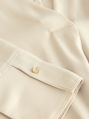Stone Relaxed Fit Long Sleeve Overhead V-Neck Blouse - Image 6 of 6
