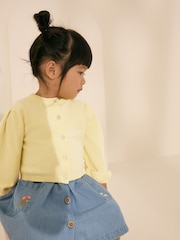 Lemon Yellow Pleated Sleeve Cardigan (3mths-10yrs) - Image 1 of 4