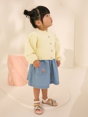 Lemon Yellow Pleated Sleeve Cardigan (3mths-10yrs) - Image 2 of 4
