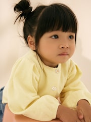 Lemon Yellow Pleated Sleeve Cardigan (3mths-10yrs) - Image 4 of 4