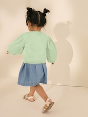 Lime Green Pleated Sleeve Cardigan (3mths-10yrs) - Image 3 of 7