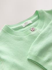 Lime Green Pleated Sleeve Cardigan (3mths-10yrs) - Image 6 of 7