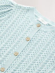 Blue 100% Cotton Pointelle Knitted Cardigan (3mths-7yrs) - Image 3 of 4