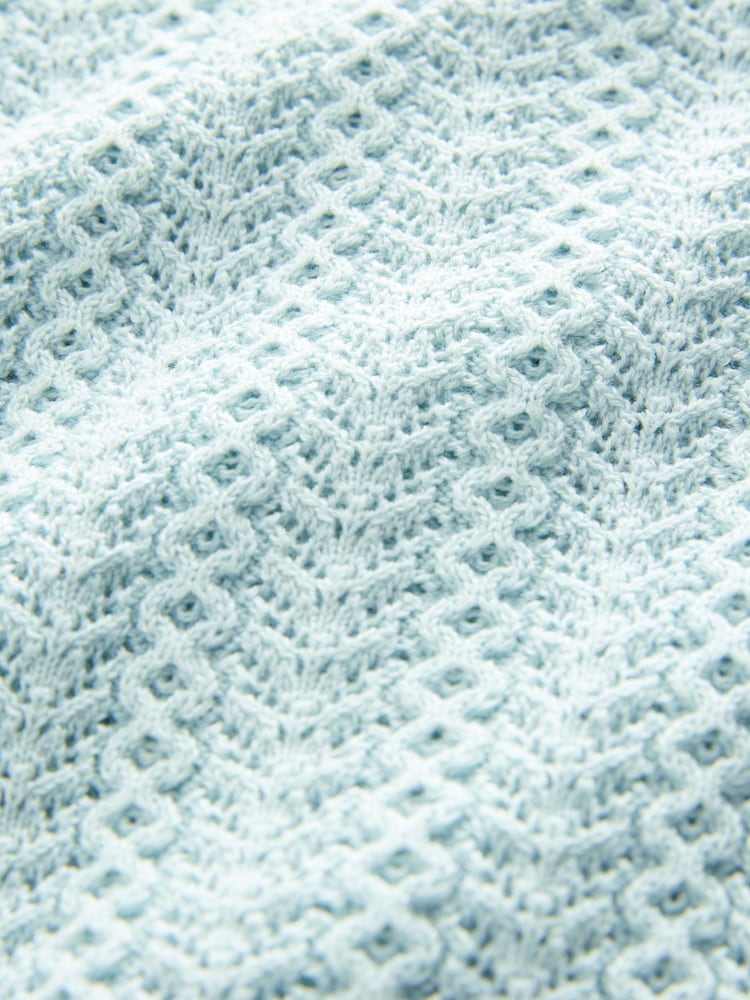 Blue 100% Cotton Pointelle Knitted Cardigan (3mths-7yrs) - Image 4 of 4