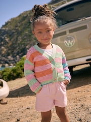 Rainbow Knitted V-Neck 100% Cotton Cardigan (3mths-7yrs) - Image 1 of 4