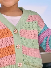 Rainbow Knitted V-Neck 100% Cotton Cardigan (3mths-7yrs) - Image 4 of 4