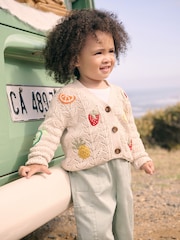 Ecru 100% Cotton Crochet Cardigan (3mths-7yrs) - Image 1 of 5