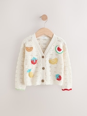 Ecru 100% Cotton Crochet Cardigan (3mths-7yrs) - Image 2 of 5