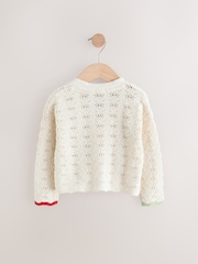 Ecru 100% Cotton Crochet Cardigan (3mths-7yrs) - Image 3 of 5