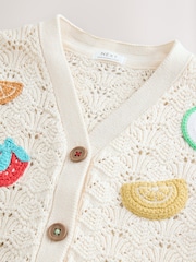Ecru 100% Cotton Crochet Cardigan (3mths-7yrs) - Image 4 of 5