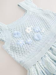 Light Blue Occasion Knit Dress (3mths-10yrs) - Image 7 of 8
