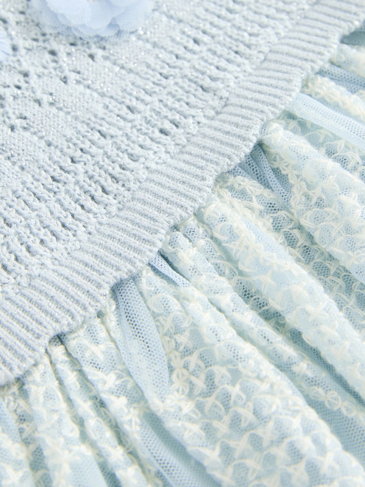 Light Blue Occasion Knit Dress (3mths-10yrs) - Image 8 of 8