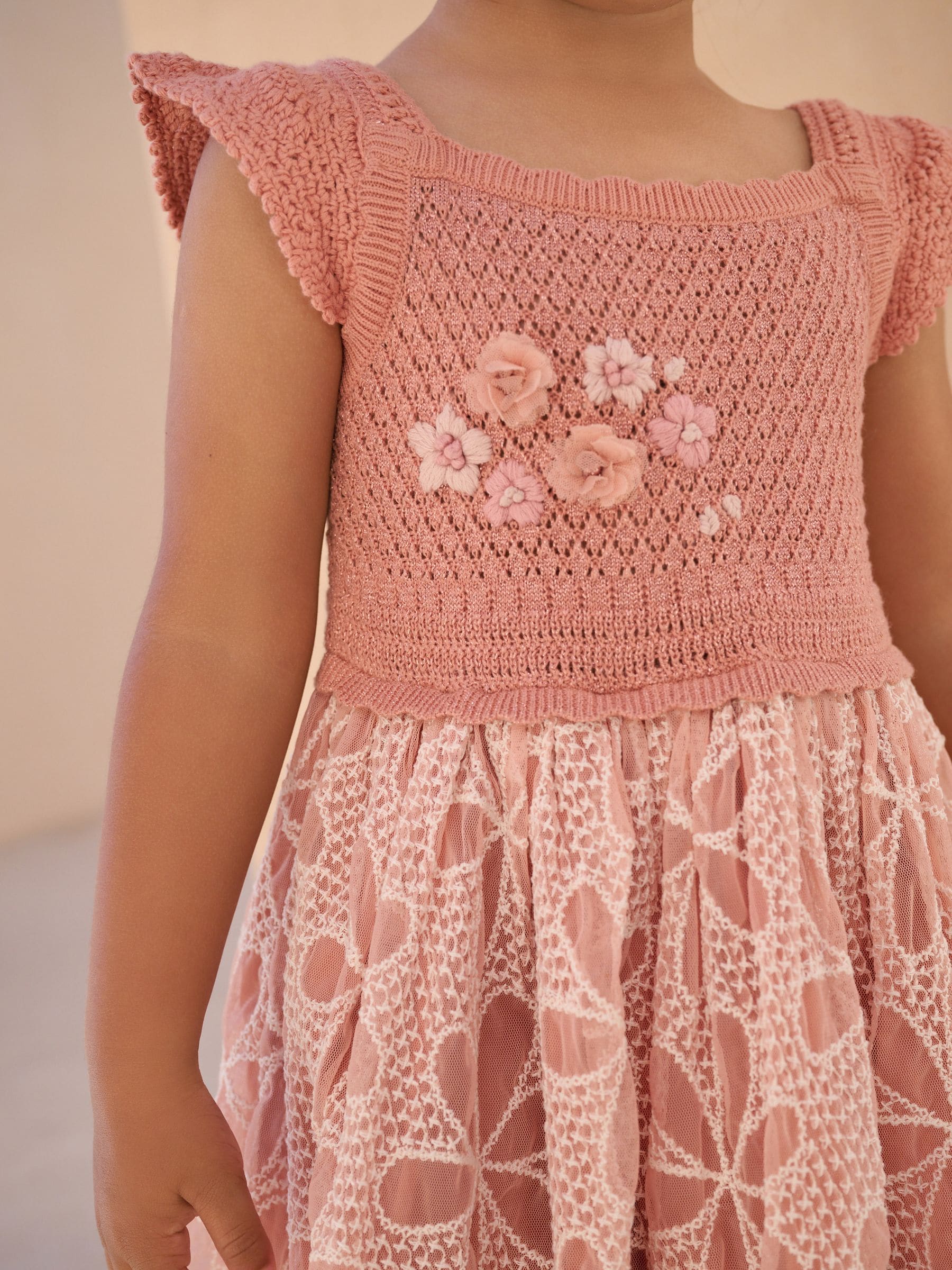 Next：日本 ピンク - オケージョン ニット ワンピース（3カ月〜10 歳