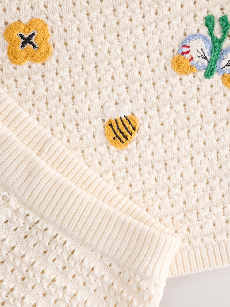Ecru Crochet Knit 100% Cotton Shorts Set (3mths-7yrs) - Image 9 of 10
