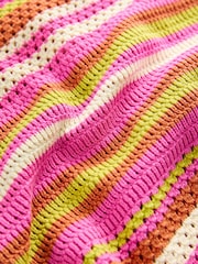 Pink Knitted Stripe Co-ord 100% Cotton Top & Shorts Set (3mths-7yrs) - Image 7 of 8