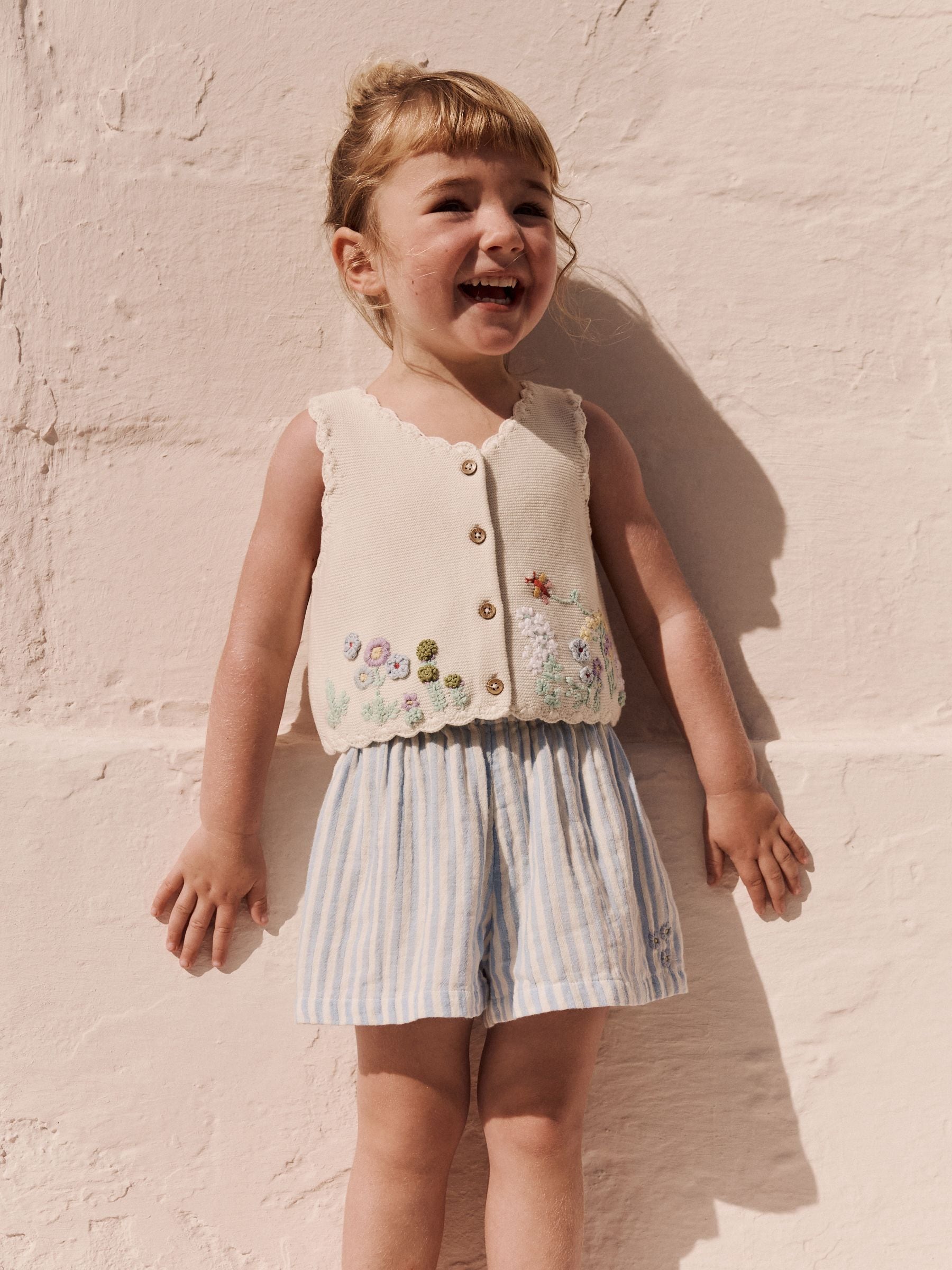 Multi Knitted Wasicoat And Short Set (3mths-7yrs)