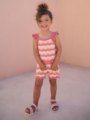 Orange/White 100% Cotton Knitted Top and Shorts Set (3mths-7yrs) - Image 3 of 4
