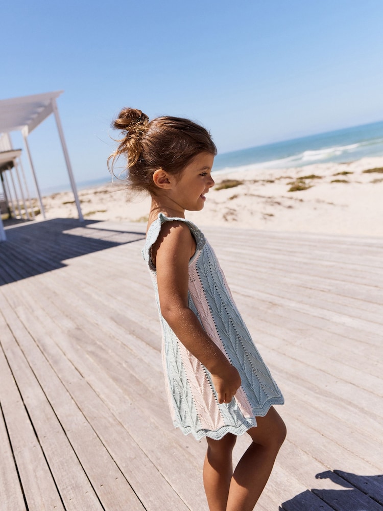 Blue Stripe Swing 100% Cotton Dress (3mths-7yrs) - Image 3 of 7