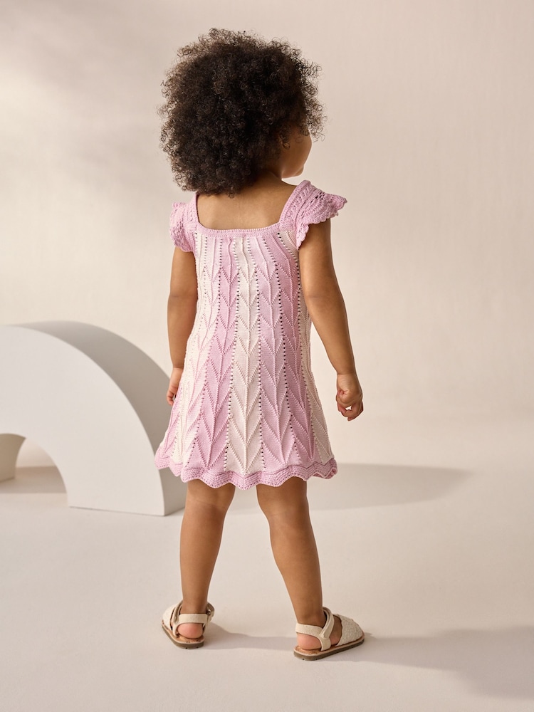 Pink Stripe Swing 100% Cotton Dress (3mths-7yrs) - Image 2 of 8