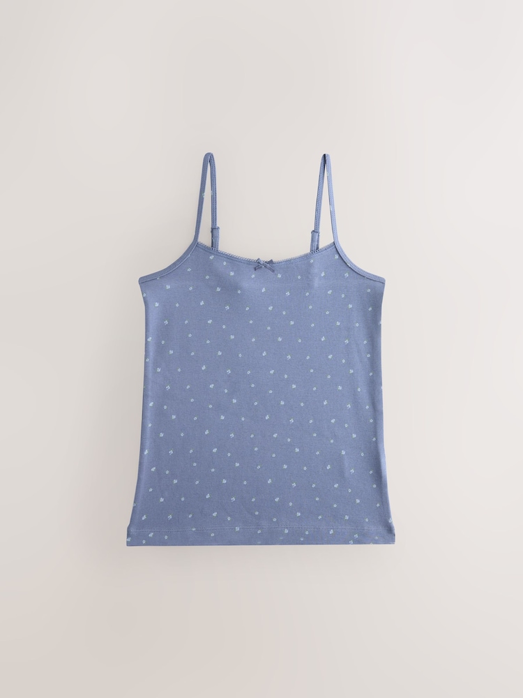 Blue Strappy Printed Cami Vests 3 Pack (1.5-16yrs) - Image 2 of 7