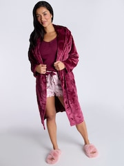 Boux Avenue Claret Heart Embossed Dressing Gown - Image 1 of 5