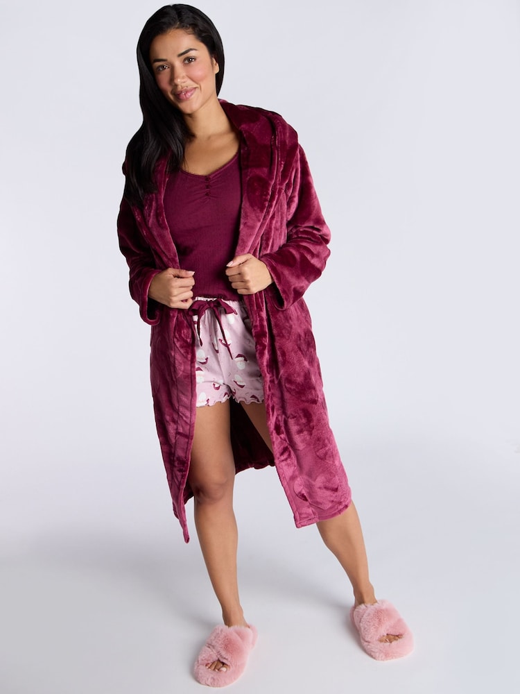 Boux Avenue Claret Heart Embossed Dressing Gown - Image 1 of 5 Boux Avenue Claret Heart Embossed Dressing Gown - Image 1 of 5
