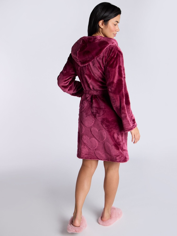 Boux Avenue Claret Heart Embossed Dressing Gown - Image 2 of 5