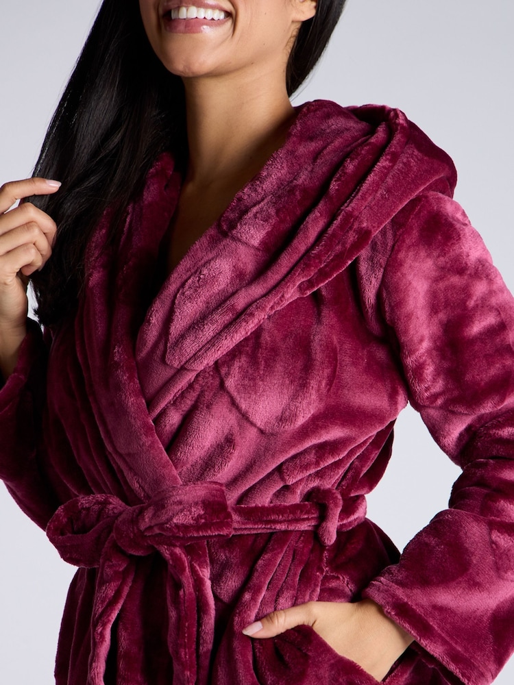 Boux Avenue Claret Heart Embossed Dressing Gown - Image 5 of 5
