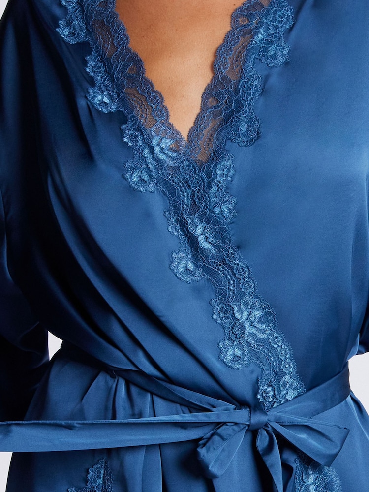 Boux Avenue Blue Satin And Lace Trim Robe - Image 5 of 5 Boux Avenue Blue Satin And Lace Trim Robe - Image 5 of 5