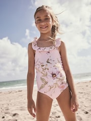 Pink Floral Frill Swimsuit (3-16yrs) - Image 2 of 8